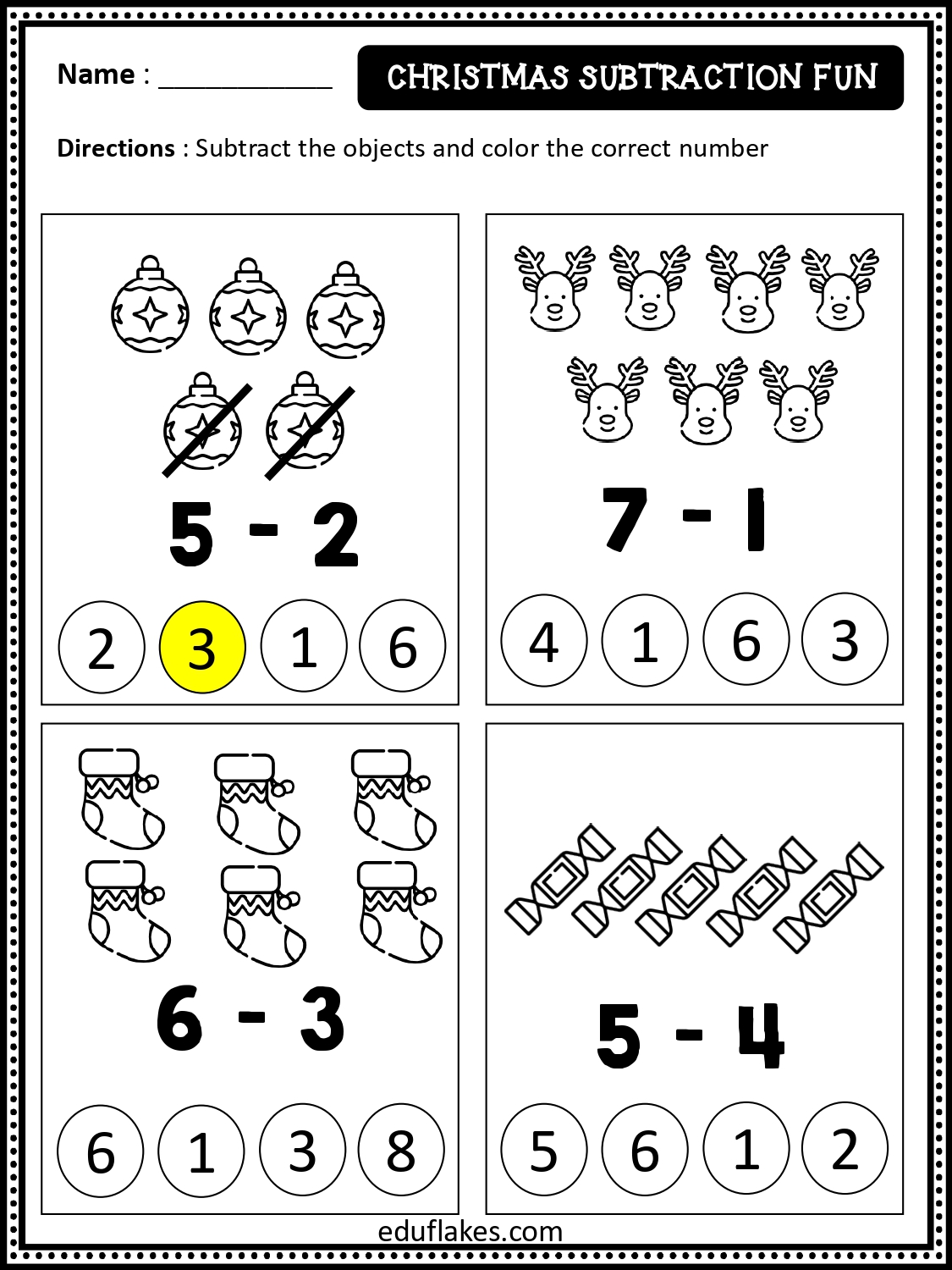 free christmas math worksheets for kindergarten - eduflakes